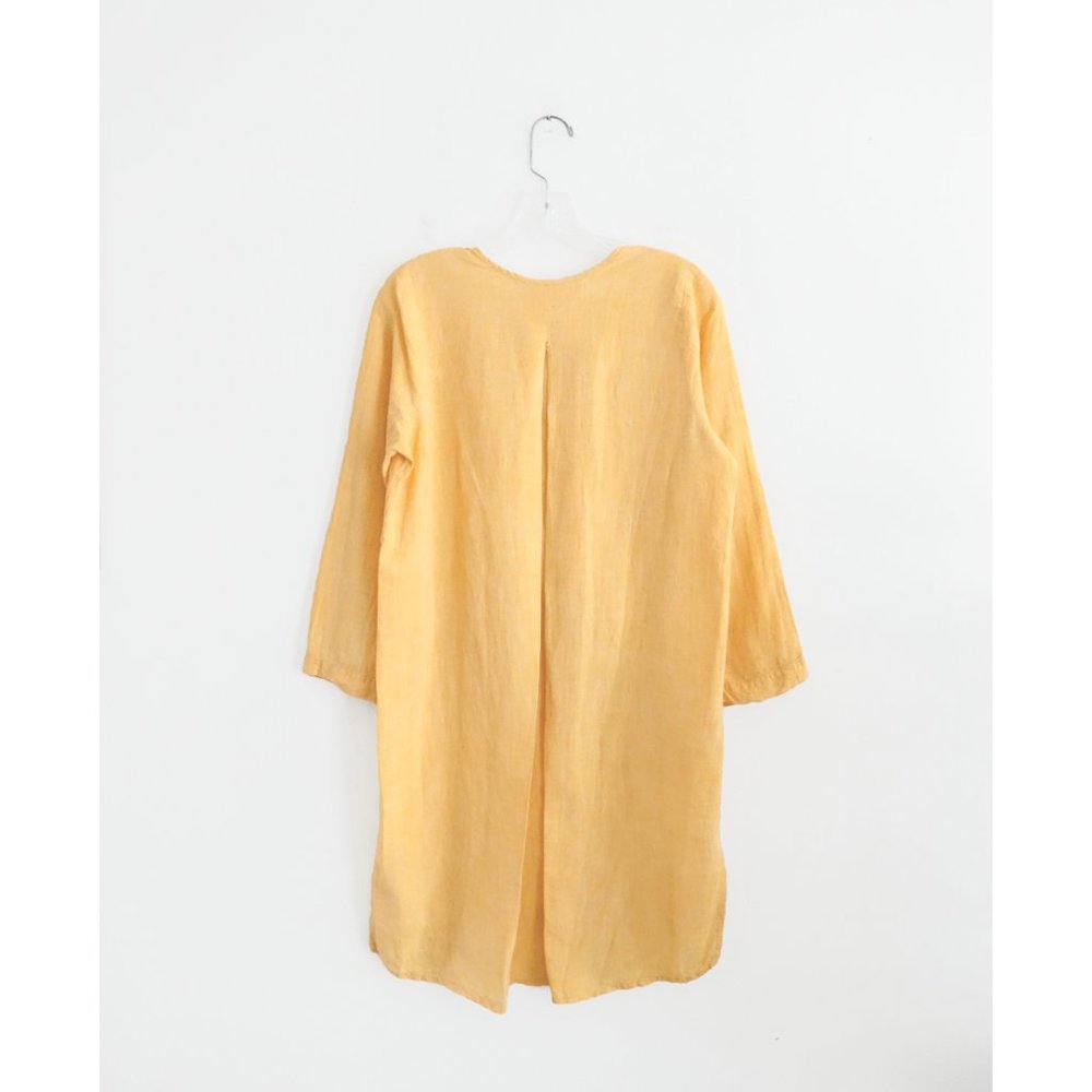 Humanoid Warm Yellow Linen Shift Dress est. Medium Large - Picture 4 of 8